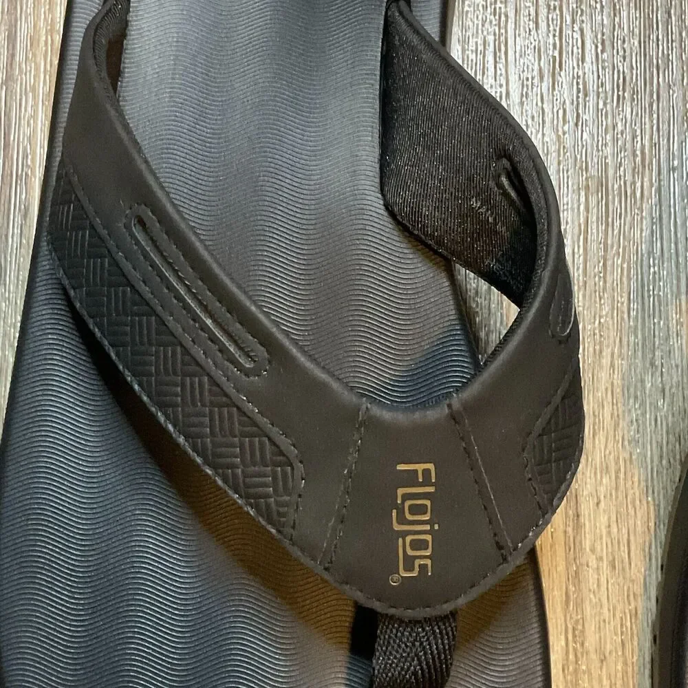 Flojos Sandals Flip Flops Mens Size 12 Black Summer Beach Casual‎